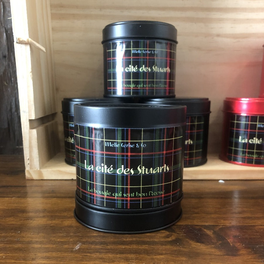 Voici LA bougie en hommage à Aubigny-sur-Nère et à son histoire magique avec l'Ecosse. L'Écosse évoque avant tout des joueurs de cornemuse en tartan, des paysages sauvages et mystérieux, et le légendaire charme celte.&nbsp;  Deux senteurs aux choix pour voyager&nbsp;  Senteur boisée : Pin, Sapin, Eucalyptus  Senteur Fruitée : Fruits rouges